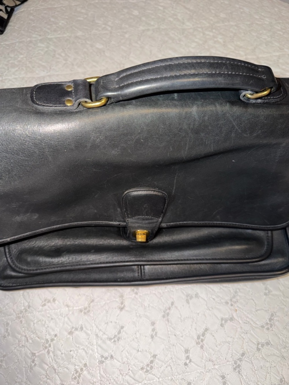 Vintage Coach Black Leather Briefcase with Gold-Tone Hardware - Picture 6 of 6